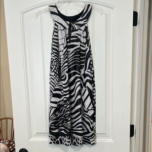 Monochrome Abstract Midi Dress
